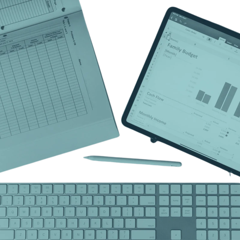 Three-statement financial model output showing revenue and cash flow projections